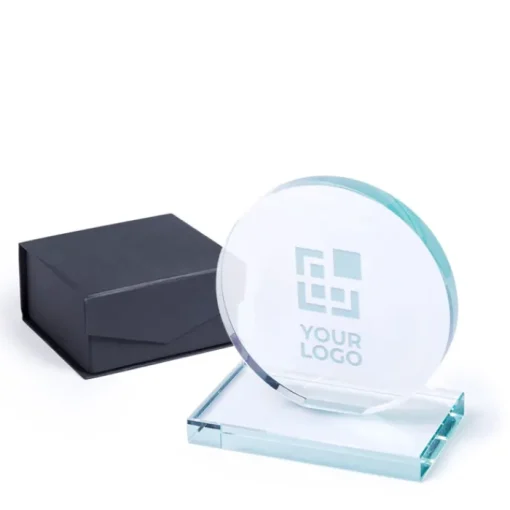 Gift Campaign Trofeo in vetro rotondo base quadrata in scatola regalo Round Winner> Medaglie E Trofei|Gadget Per Eventi Sportivi
