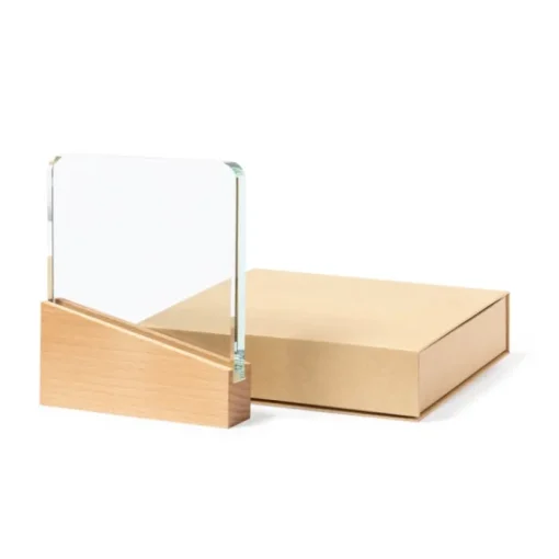 Gift Campaign Trofeo personalizzato in vetro spesso con base in legno naturale> Medaglie E Trofei|Gadget Per Eventi Sportivi
