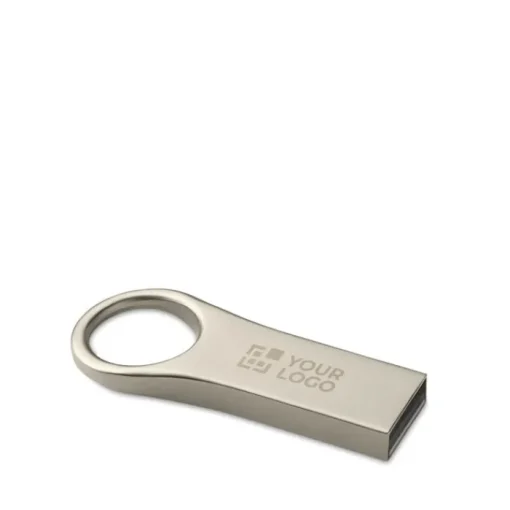Gift Campaign USB pubblicitario elegante con occhiello grande Compacto Round Xl> Chiavette Usb Di Metallo
