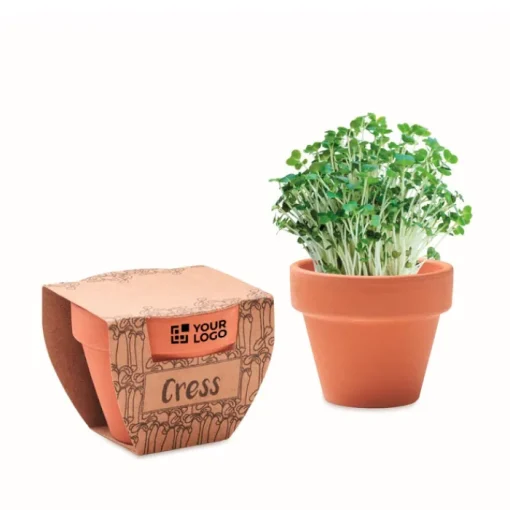 Gift Campaign Vasi con scritte personalizzate con semi di crescione e terriccio> Vasetti Con Semi