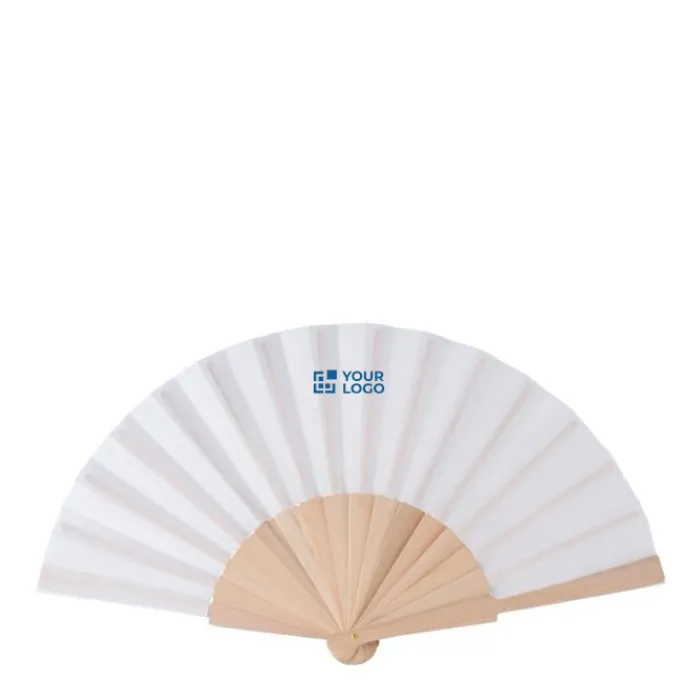 Gift Campaign Ventaglio bianco in rPET e legno chiaro da personalizzare> Ventagli