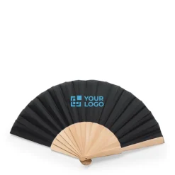 Gift Campaign Ventaglio con tessuto in poliestere e stecche in legno></noscript> Ventagli