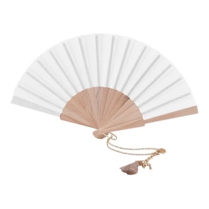 Gift Campaign Ventaglio in poliestere con stecche in legno e cordino con nappina> Ventagli