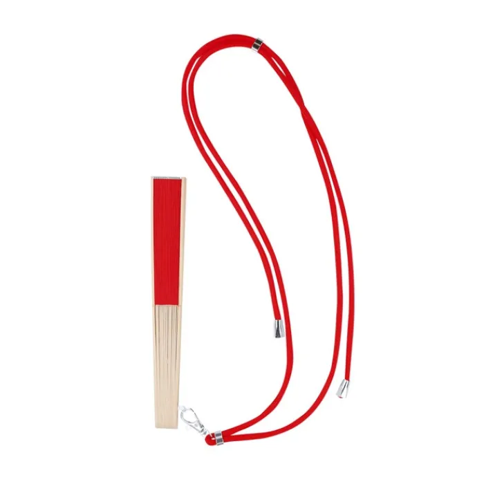 Gift Campaign Ventaglio pubblicitario in poliestere e bambù con cordino coordinato> Ventagli