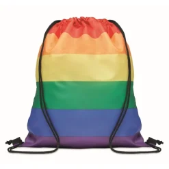 Gift Campaign Zainetti a sacca con logo in RPET con colore arcobaleno Rainbow RPET> Sacche Personalizzate