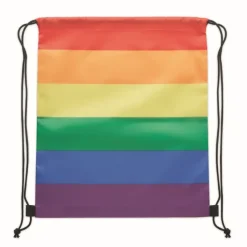 Gift Campaign Zainetti a sacca con logo in RPET con colore arcobaleno Rainbow RPET> Sacche Personalizzate