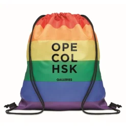Gift Campaign Zainetti a sacca con logo in RPET con colore arcobaleno Rainbow RPET></noscript> Sacche Personalizzate