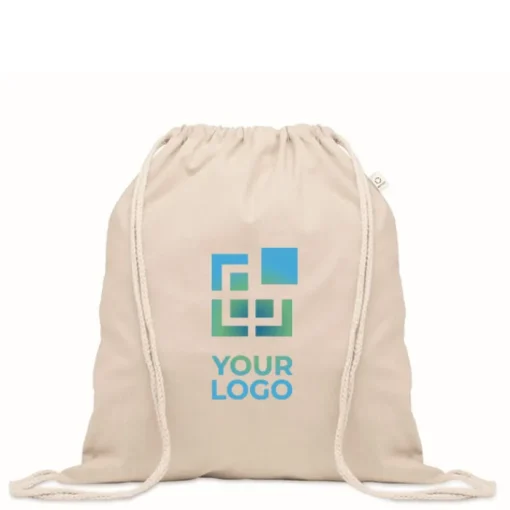 Gift Campaign Zainetto a sacca naturale in cotone riciclato ed rPET 140g/m²> Sacche Personalizzate