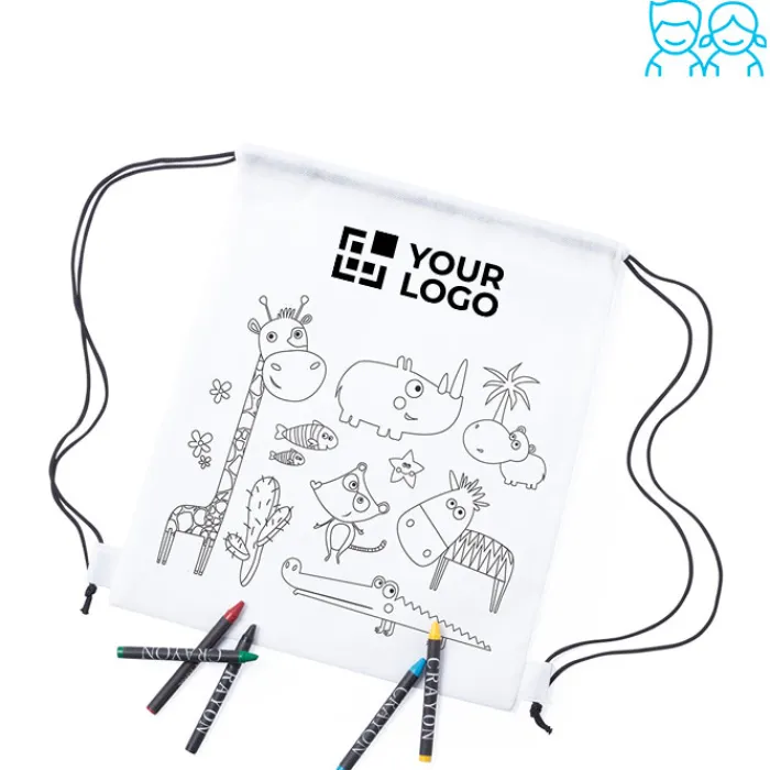 Gift Campaign Zainetto a sacca per bambini colorabile soggetti animali Safari (Kids)> Zaini Per Bambini