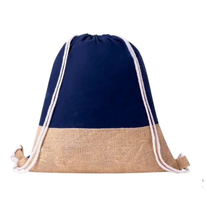 Gift Campaign Zainetto a sacco bicolore in 100% cotone con base in juta 120g/m2> Sacche Personalizzate