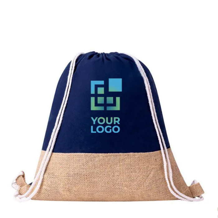 Gift Campaign Zainetto a sacco bicolore in 100% cotone con base in juta 120g/m2> Sacche Personalizzate