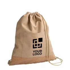 Gift Campaign Zainetto in poliestere 600 D rPET con base in sughero e tasca frontale></noscript> Sacche Personalizzate