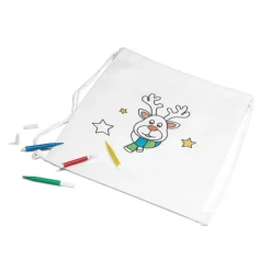 Gift Campaign Zainetto promozionale con renna da colorare in tnt da 80 g/m2 Reno> Gadget Natalizi