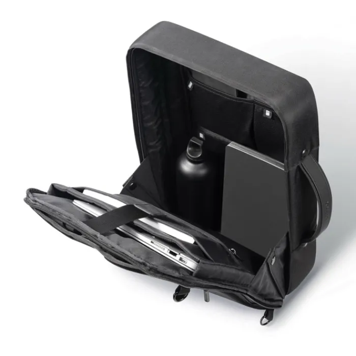 Gift Campaign Zaino antitaccheggio in rPET che si trasforma in valigetta per PC 16''> Zaini Porta Pc