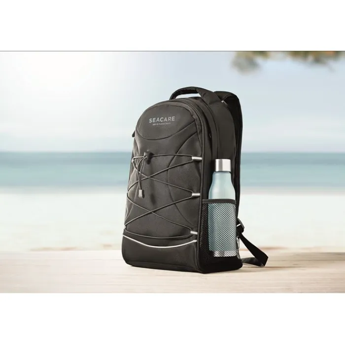 Gift Campaign Zaino cordini in tinta e dettagli riflettenti con tasche a rete RPET> Zaini Sportivi