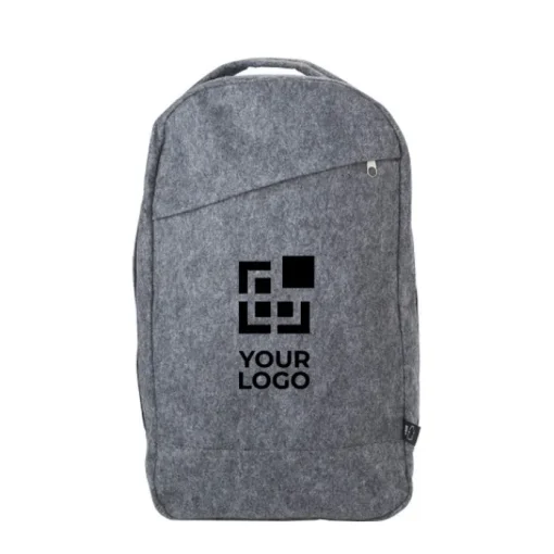 Gift Campaign Zaino in feltro RPET con logo e tasca sul davanti con chiusura lampo.> Zaini Da Viaggio