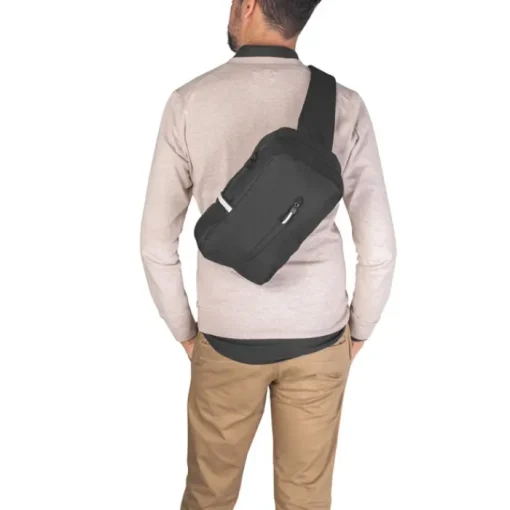 Gift Campaign Zaino monospalla RPET imbottito con tasca frontale e fasce riflettenti> Borse Da Viaggio