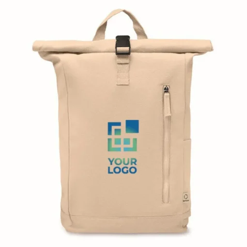 Gift Campaign Zaino roll top in cotone riciclato 390 g/m² con cerniera anteriore> Zaini Da Viaggio